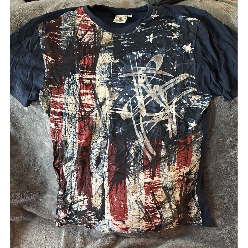 Jeanius By Akademiks Shirt Men's 3XL Y2K Style AMERICAN FLAG